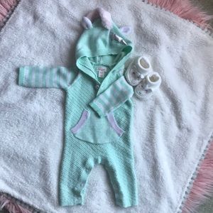 NB Unicorn Romper and Slippers Bundle